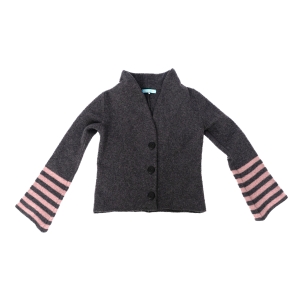 Stripey armed shawl collar cardi